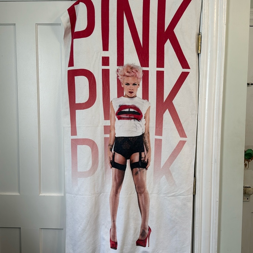 PINK beach towel from her tour